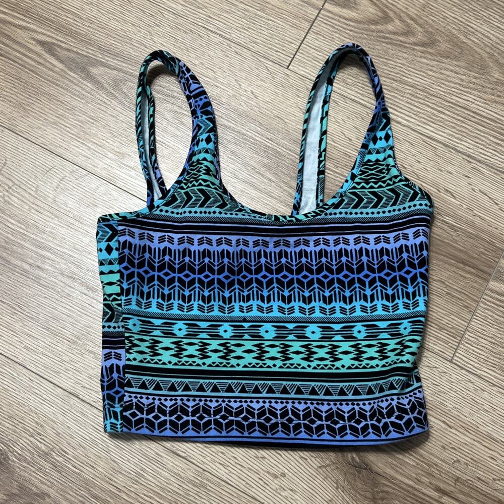 Forever 21 Women’s Purple Green Blue Aztec Print Crop Top Tank Size Small (A08)